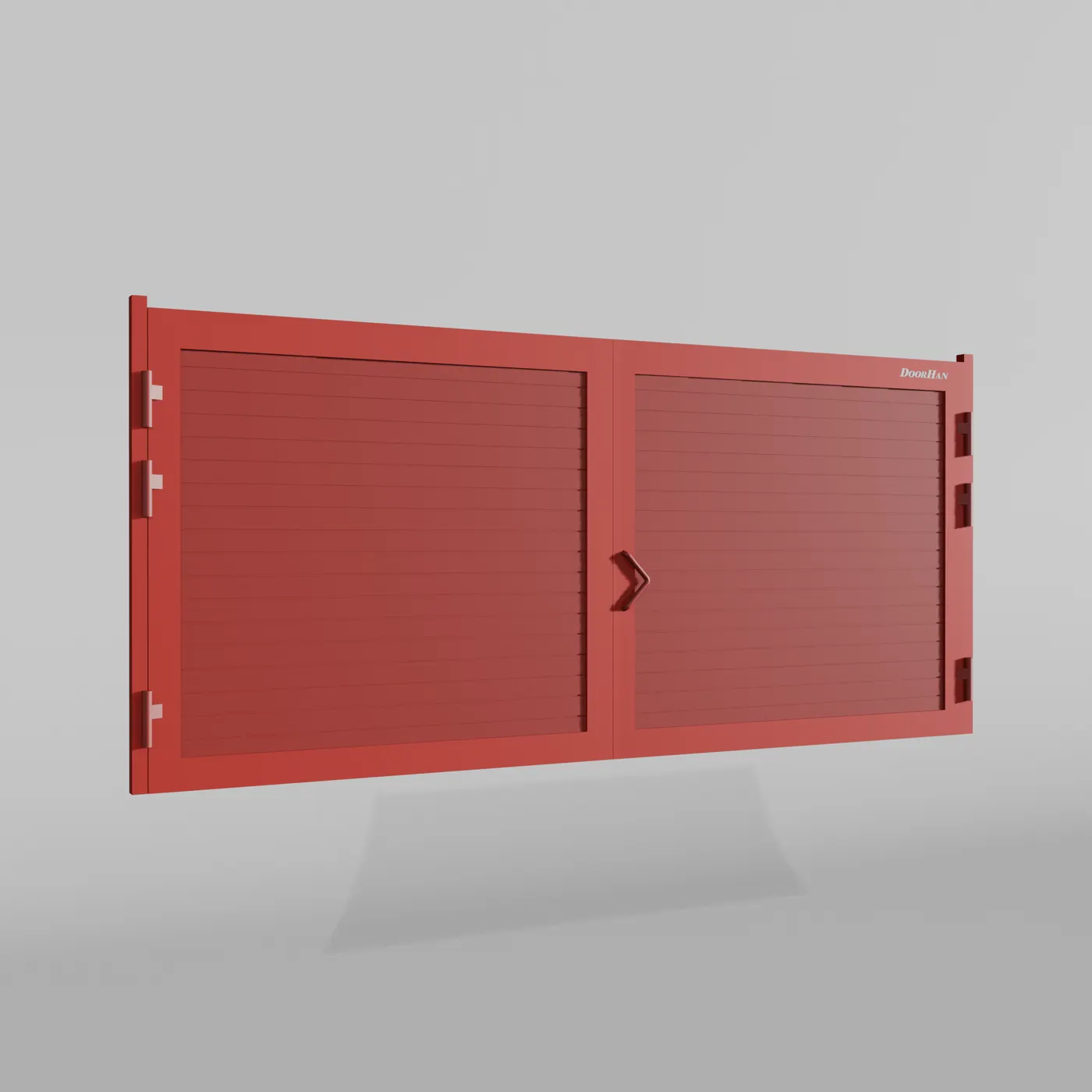 Распашные ворота DoorHan 3300х1900 цвета RAL 3000 (красный) с дизайном «доска» без автоматики