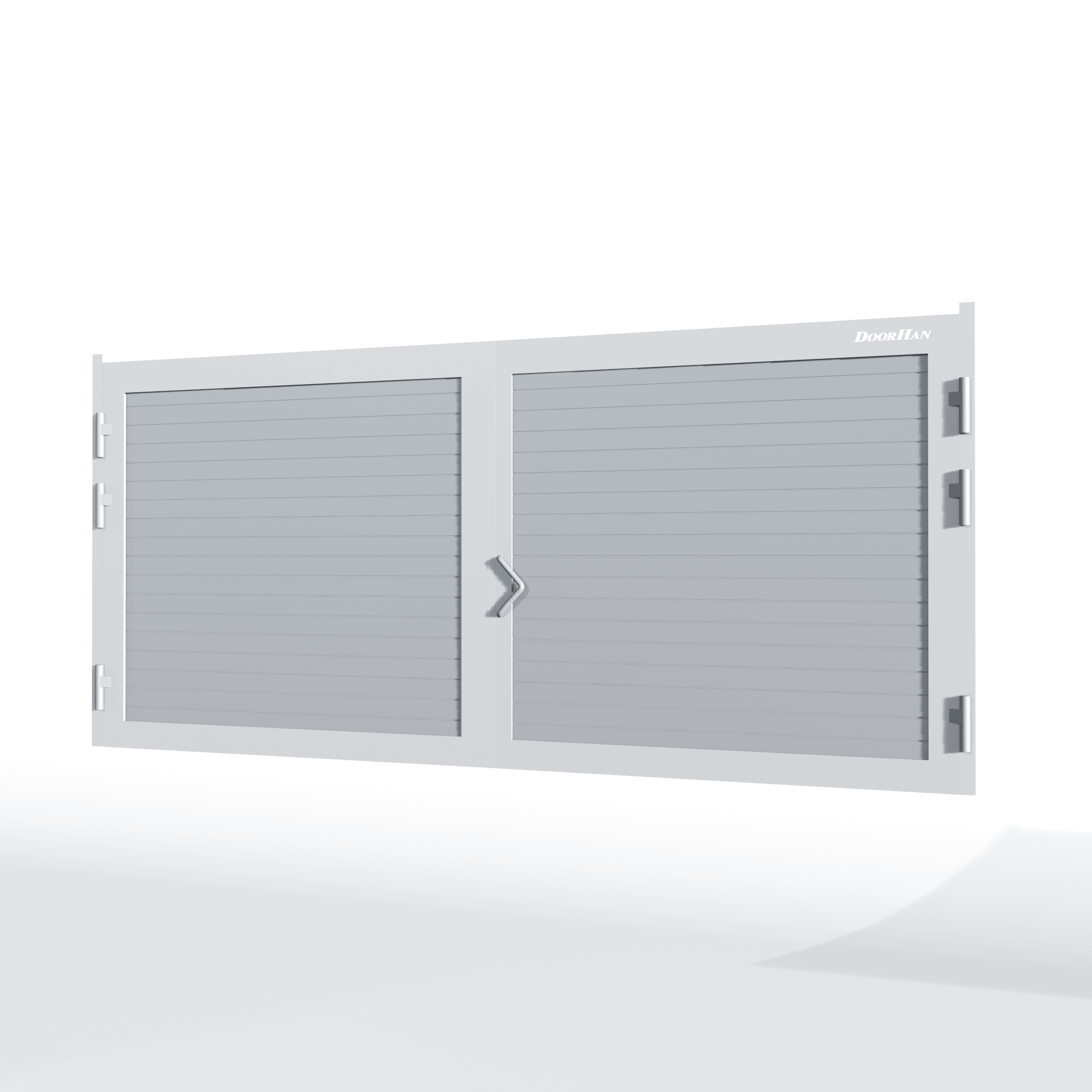 Распашные ворота DoorHan 2200х1600 цвета RAL 9006 (серебристый) с дизайном «доска» с автоматикой — фото 2