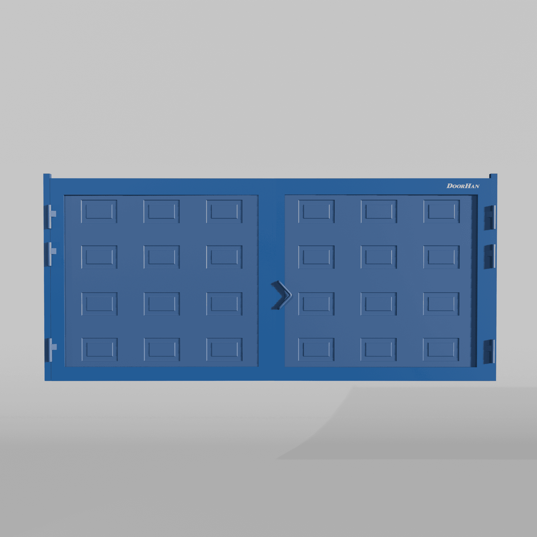 Распашные ворота DoorHan 4600х1700 цвета RAL 5005 (синий) с дизайном «филенка» с автоматикой — фото 3