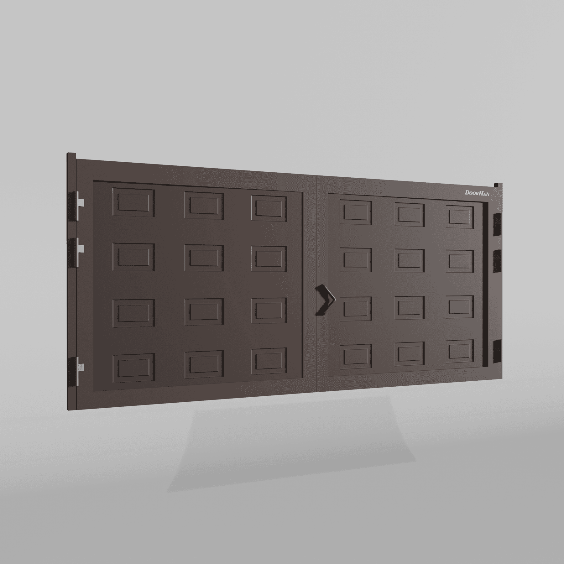 Распашные ворота DoorHan 4600х1700 цвета RAL 8017 (коричнево-красный) с дизайном «филенка» с автоматикой
